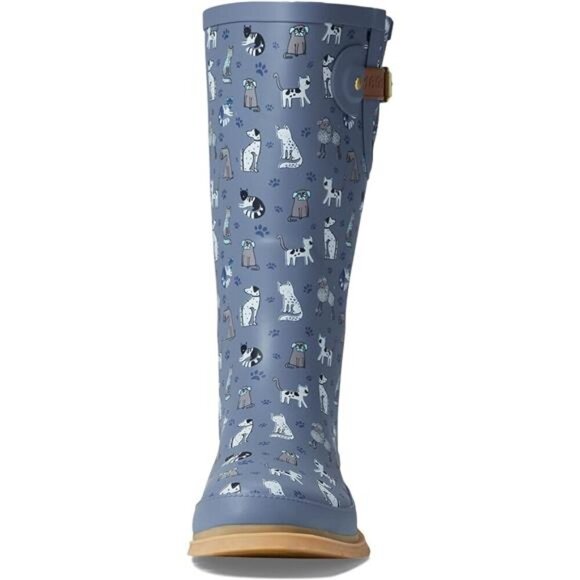 NEW Women's Unique Printed Tall 100% Waterproof Rain Boot Adjustable Strap - Picture 2 of 5